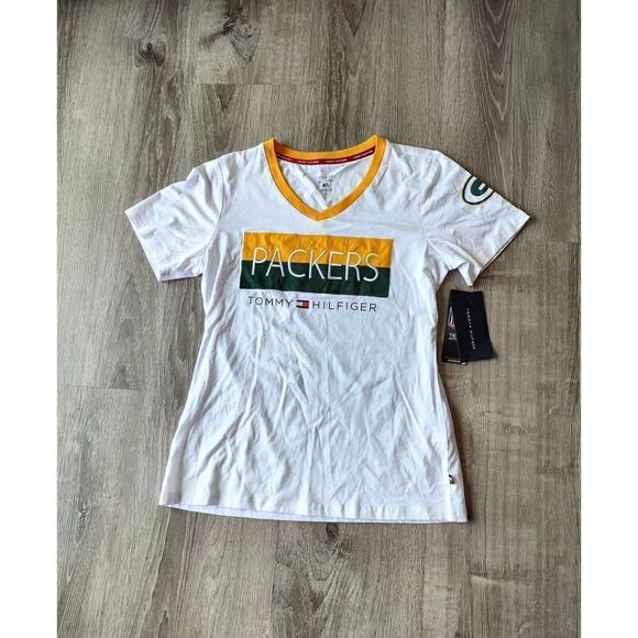 NFL GREEN BAY PACKERS Tommy Hilfiger V-Neck T Shirt Womens NWT - Picture 7 of 7